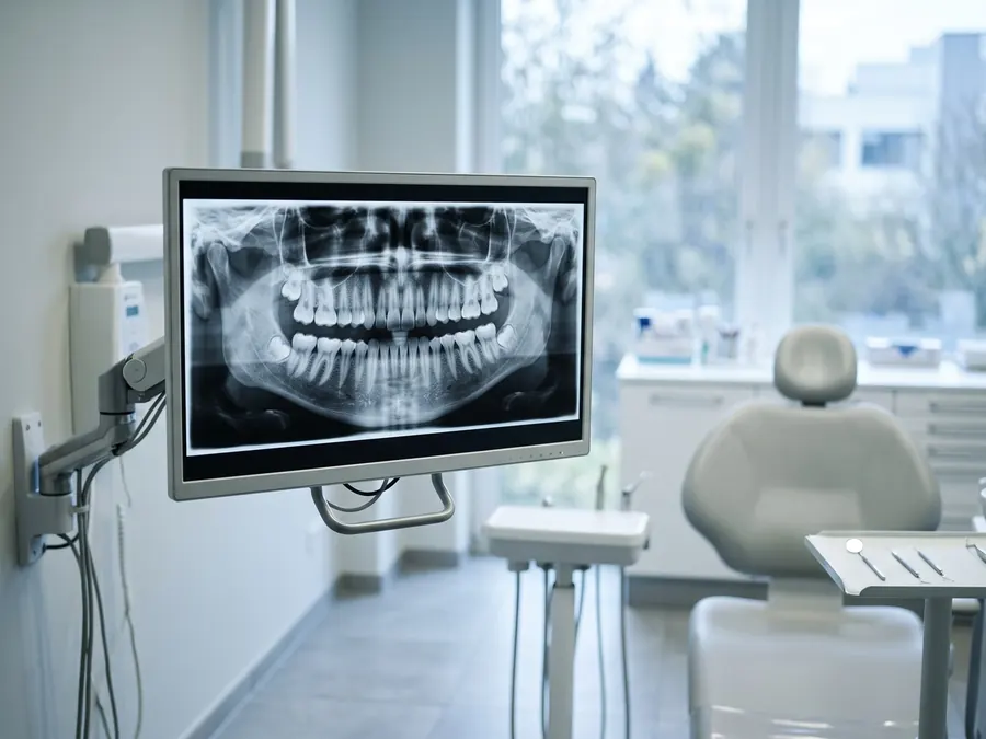 A digital dental x-ray displayed on a monitor.